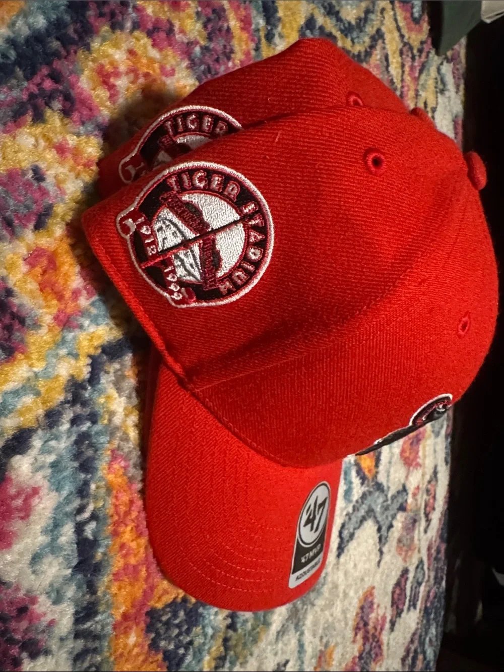 47 Red Baseball Cap with Embroidered D Logo